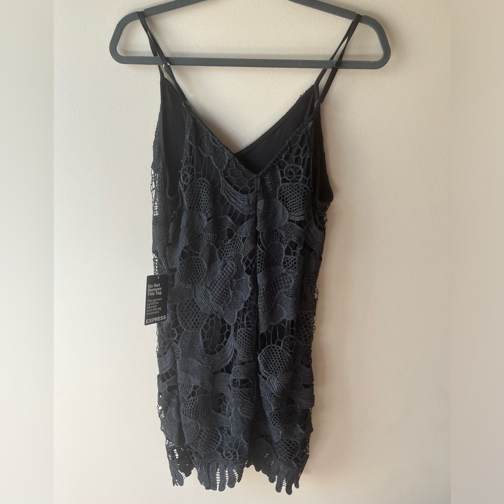 Express black lace mini dress